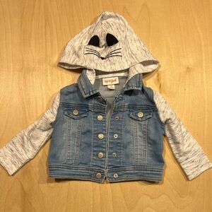 Cat & Jack Blue and Gray Jean Jacket with Playful Hood